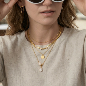 Collier pendentif goutte d'eau en acier inoxydable et zircon pour femme, bijou de soirée élégant, chaîne de clavicule avec sertissage pavé - Product Image 3