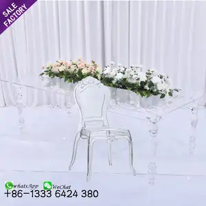 Mesa e cadeira acrílicas transparentes para escritório, mesa de jantar e casamento em hotel ODM
