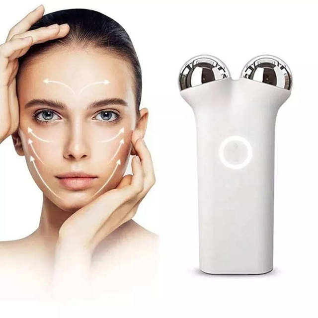 Hot Sale Electric 3D Roller Microcurrent Face Lift Device Rechargeable ABS Stainless Steel Face Neck Massager Anti-Aging
