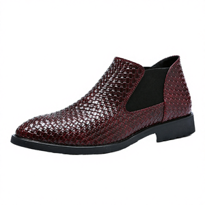 Bottes Chelsea Western noires à tige haute, en cuir véritable de qualité supérieure, élégantes et luxueuses, à enfiler, avec semelle en caoutchouc - Product Image 3