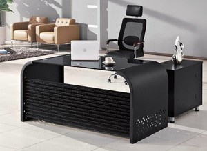 Bàn văn phòng thường xuyên Kích thước văn phòng hiện đại Đồ nội thất kim loại + kính văn phòng bảng Ông Chủ điều hành L hình bàn - Product Image 6