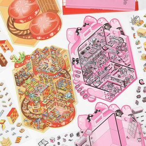 Confezione da 4 adesivi grandi in PET per paesaggistica, con motivo 'Today's Business in Fourteen Rounds' e adesivi 3D a forma di casetta impilabili - Product Image 3