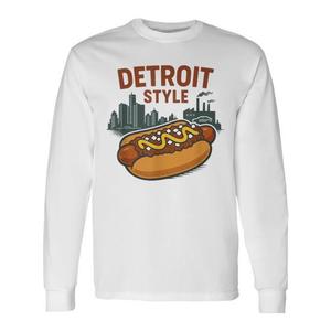 T-shirt à manches longues Detroit Style Hot Dog pour les amateurs de Coney Dog - Product Image 1