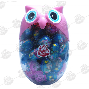 Vente en gros de biscuits croustillants miniatures fourrés au chocolat pour enfants, avec un jouet dessin animé garçon/fille, en forme de hibou mignon, en pot - Product Image 1