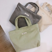 Sac fourre-tout en velours côtelé de couleur unie, de qualité supérieure, réutilisable, en toile, pour le déjeuner, pour maman, usage quotidien