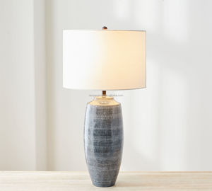 Hand Painted Ceramic <b>Desk</b> Lamp Includes an Extra <b>Large</b> Textured Straight Sided Shade in Sand - Product Image 6