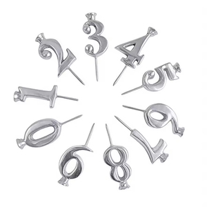 Bougie d'anniversaire de haute qualité, dorée ou argentée, en métal numérique, bougie numérique en métal - Product Image 1