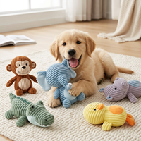 Jouet pour chien en velours côtelé en forme de singe, éléphant, lapin, crocodile pour chiens