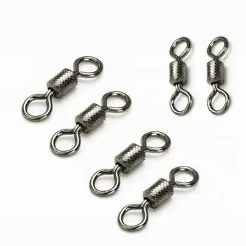 TOPIND 6#7#810# High Stability Black Rolling Fishing Swivel for Seawater and Fresh Water