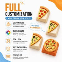 Custom Colors Pizza Keycaps OEM Profile Soft PVC Durable Food Key Cap Novelty Artisan Keycaps for Mechanical Keyboard