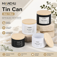 Boîtes en fer blanc vides de 4oz/8oz avec couvercles imitation bois, boîtes rondes en métal pour la fabrication de bougies, le stockage et l'emballage cadeau