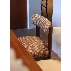 Vintage Solid Wood Dining Chair Upholstered Retro French Country Style Creamy Fabric Home Use - Product Image 1