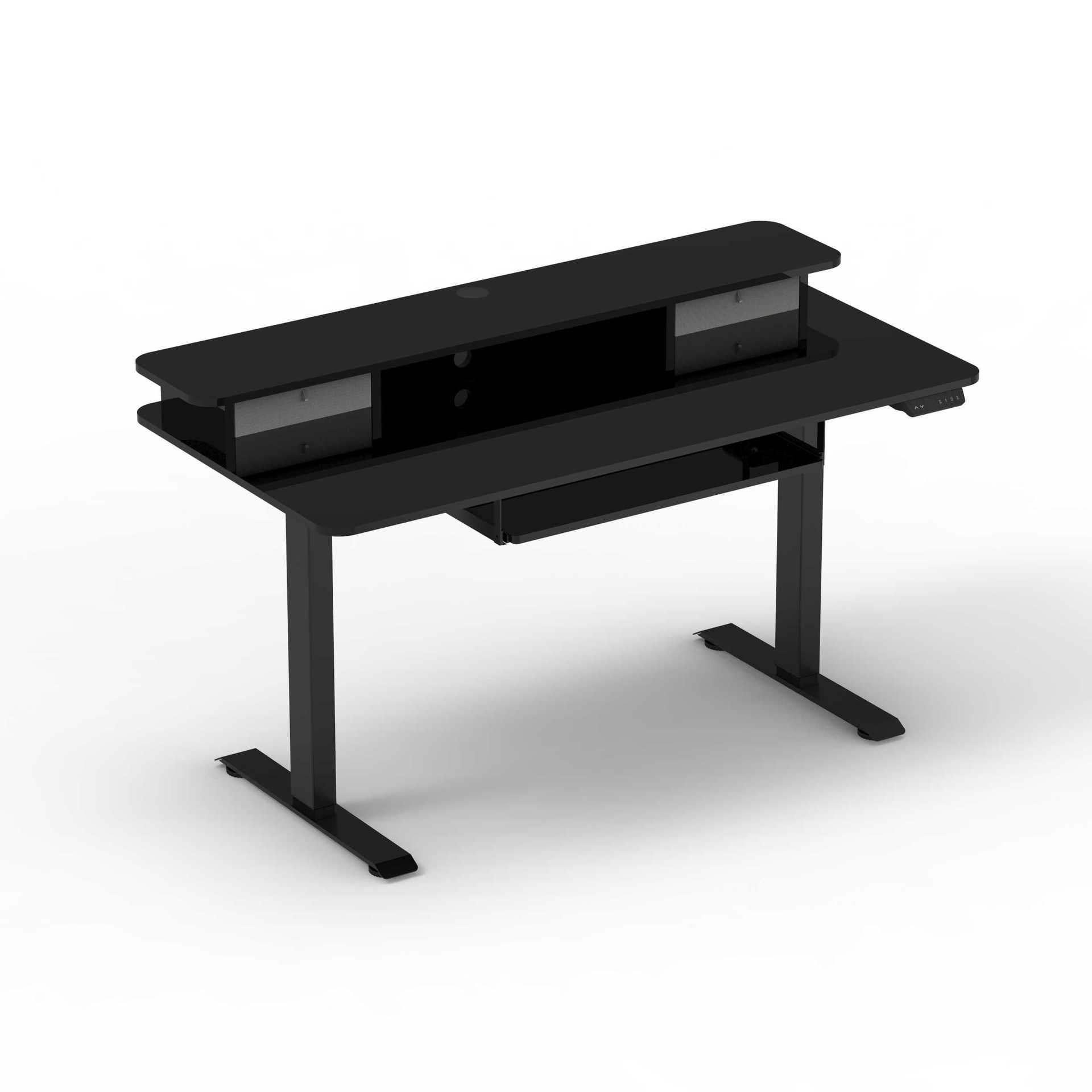 โครงโต๊ะสีดำมอเตอร์คู่ 2JRF2 แผงสีดำ