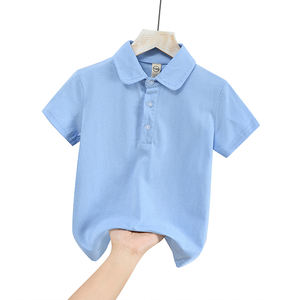 Polo à manches courtes pour enfants, 100 % coton, pour garçons et filles, nouveau style coréen, couleur unie, respirant, col à revers, haut fin pour l'été - Product Image 6