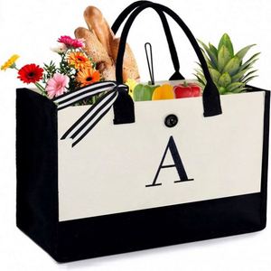 Bolsa de Lona Personalizada con Iniciales, Logotipo Personalizado, Regalos Monogramados, Bolsa de Playa para Mujeres, Madres, Maestras - Product Image 1