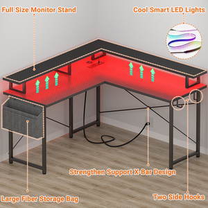 Scrivania Angolare da Gaming Moderna con Mensole Portaoggetti Scrivania da Ufficio con Superficie in MDF Mobili per Camera da Letto Uso Domestico - Product Image 5