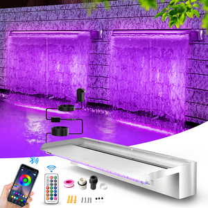 Fontaine murale d'intérieur OEM en acier inoxydable avec <span class=keywords><strong>cascade</strong></span> <span class=keywords><strong>LED</strong></span> <span class=keywords><strong>multicolore</strong></span> pour spa et <span class=keywords><strong>piscine</strong></span> - Product Image 1