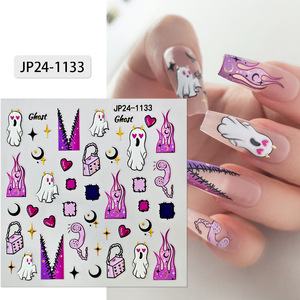 Pegatinas de Uñas con Diseño de Halloween, Película PET No Tóxica Personalizada, Decoración de Uñas 5D DIY con Diseño de Telaraña, Calavera y Bailarina - Product Image 6