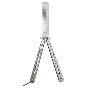 Peigne à cheveux pliable automatique en acier inoxydable portable, peigne à cheveux pliable à ressort, outils de <span class=keywords><strong>coiffure</strong></span> - Product Image 3