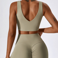 Soutien-gorge de sport pour femme à col en U - Débardeur de yoga à dos en V pour le fitness et les activités sportives