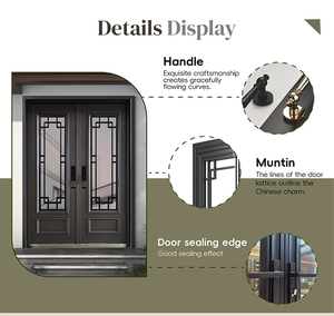 PDP secara profesional disesuaikan aluminium mewah gaya Cina antik Casement pintu anti-maling fitur eksterior kamar tidur apartemen - Product Image 3