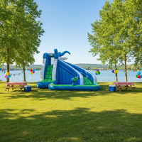 Toboggans aquatiques géants, deux toboggans longs, château gonflable pour enfants, structure gonflable extérieure, parc aquatique, thème 680W