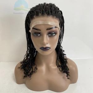 Pelucas de cabello trenzado africano transparente suizo <span class=keywords><strong>HD</strong></span> encaje indio Remy pre estilo trenzado pelucas de cabello humano pre arrancadas - Product Image 3