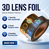 Lámina de Estampado en Caliente con Lente 3D de Posicionamiento Preciso, Rollos de Lámina Holográfica, Lámina en Caliente para Etiquetas de Seguridad Anti-Falsificación Personalizadas