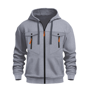 Sweat-shirt à capuche décontracté ample à manches longues pour homme, en molleton tricoté 100 % polyester anti-boulochage, couleur unie - Product Image 1