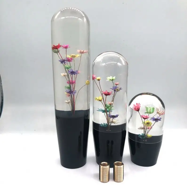 10cm 15cm 20cm Car Styling Crystal Bubble Shift Gear Knob With Real Flowers Gear Shift Knob JDM