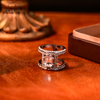 Bague en verre K9 argenté, plaqué or blanc sur cuivre, bijoux géométriques en cristal, double bande, bague tendance pour femmes