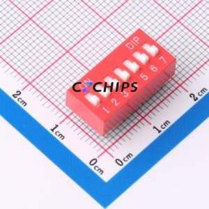 DR-07HT DIP Switch Through hole Component (THT),P=2.54mm Switch Flat Toggle, Raised Type Single Pole Single Throw 7 2.54mm - Product Image 1