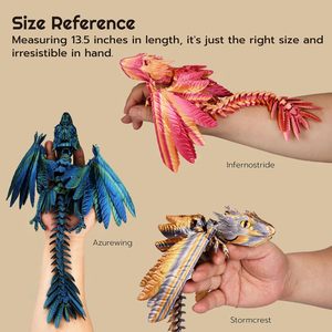 Jouet anti-stress dragon imprimé en 3D, ailes articulées flexibles, figurine en plastique pour enfants de 8 à 13 ans, cadeau unisexe - Product Image 6