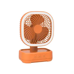 Air Cooler Rechargeable Rotating Lamp Camp Mini USB Fan Electric Deck Table Smart Fan with Led