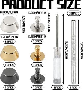 Handbag Purse Feet PCS Handbag Nailhead <b>Brass</b> Studs Screw Back Feet With Screwdriver Hole Puncher Alloy Flat Handbags Studs <b>Nail</b> - Product Image 2