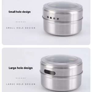 ชุดกระปุกเครื่องเทศโลหะแบบแม่เหล็กพร้อมฝาและถาดใส่เครื่องเทศแบบใสสำหรับบาร์บีคิวในครัว - Product Image 4