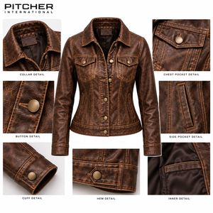 Fournisseur en gros de vestes en cuir courtes pour femmes pour les marques américaines, vestes en cuir pour femmes, couleur personnalisée, OEM - Product Image 6