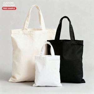 Custom Eco-Friendly Recycled <b>Canvas</b> Cotton Tote Shopping Bags with Pocket for Women - Product Image 2