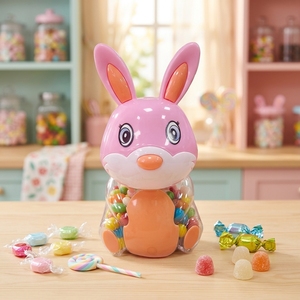 Pot à bonbons en plastique personnalisé en forme d'animal mignon pour cadeaux de fête, Pâques, Halloween, OEM/ODM, conteneur à bonbons fantaisie en gros - Product Image 1
