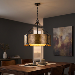 Lámpara Colgante Industrial Vintage de Metal con Forma de Tambor, Hierro Negro, E26 LED, Pantalla Grande, para Sala de Estar - Product Image 2