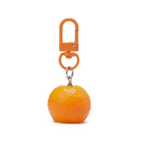 Schattig 3D Mandarijn Sinaasappel Karabijnhaak Sleutelhanger Plastic Fruit Hangertje Tas Charm Groothandel UV Gedrukt Aangepast Logo Modeaccessoire