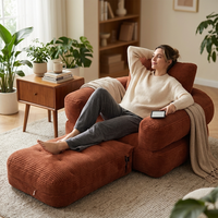 Vakuumkomprimiertes, faltbares, verstellbares Tufted-Tatami-Sofa-Set im modernen minimalistischen Design mit Cord-Polsterung und hochdichtem Schwamm