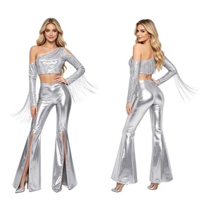 Costume de disco des années 70 pour femmes, pantalon à franges à paillettes, tenue rétro pour fête, danse, spectacle sur scène, personnalisé - Product Image 4
