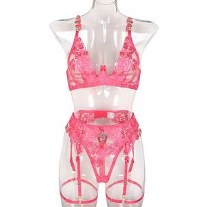 Conjunto de Lencería <span class=keywords><strong>Sexy</strong></span> con Pedrería Brillante, Encaje, Pedrería Bordada, Body Transparente para Mujer - Product Image 5
