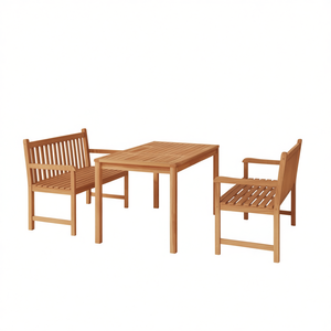 Juego de Comedor de Madera Maciza de Teca de 3 Piezas para Jardín, Muebles de Exterior de Estilo Tradicional Resistentes a la Intemperie - Product Image 1