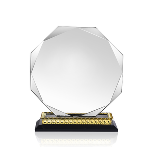 Trofeo de Cristal Barato WZ con Bordes Biselados Multifacéticos, Trofeo de Cristal <span class=keywords><strong>Géminis</strong></span> con Base Dorada - Product Image 1