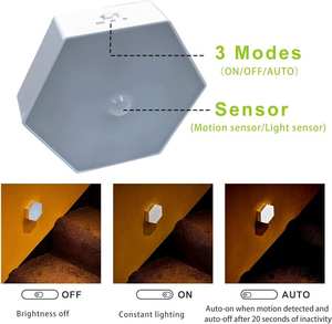 Luz de noche con Sensor <span class=keywords><strong>hexagonal</strong></span> debajo del Gabinete para escaleras, luz Led con Sensor alimentado por batería de 600Mah para dormitorio - Product Image 5