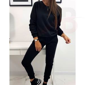 Conjuntos de dos piezas informales de talla grande, conjunto de pantalón con sudaderas cálidas de lana de manga larga sólida para otoño, precio al por mayor transpirable - Product Image 1