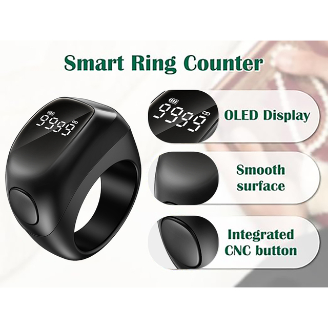 Smart Digital Tasbeeh Counter Zikr Ring for Muslims 5 Prayer Time APP&Bluetooth Reminder Waterproof