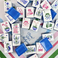 Tuiles de Mahjong en Acrylique Thème Perroquet Style Américain Résistantes à l'Eau Écologiques Durables pour Divertissement à Domicile et en Extérieur Cadeau